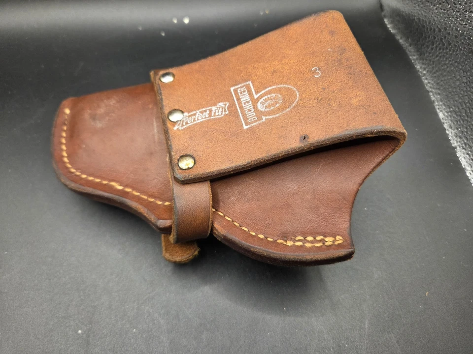 Bucheimer 3 Belt Holster Brown Smooth Leather 3x6" Colt Revolver Belt Snap - Image 3 of 4