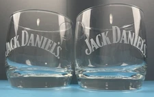 Jack Daniels Old No. 7 Whiskey Rock Glass Etched Round Bottom Low Ball