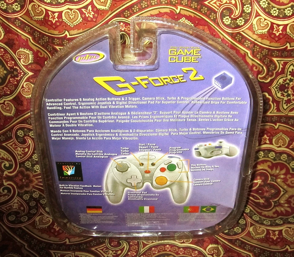 INTEC G-FORCE 2 GAMECUBE PROGRAMMABLE GAME CONTROLLER NEW Sealed New Silver - Image 2 of 2