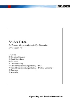 Service Manual-Bedienungsanleitung-Operating für Studer D 424 