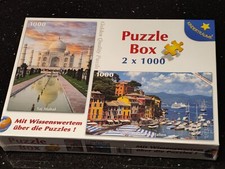 Puzzle Box 2 x 1000 Teile, Kinderträume, neu,OVP, Taj Mahal, Portofino, 44x68 cm