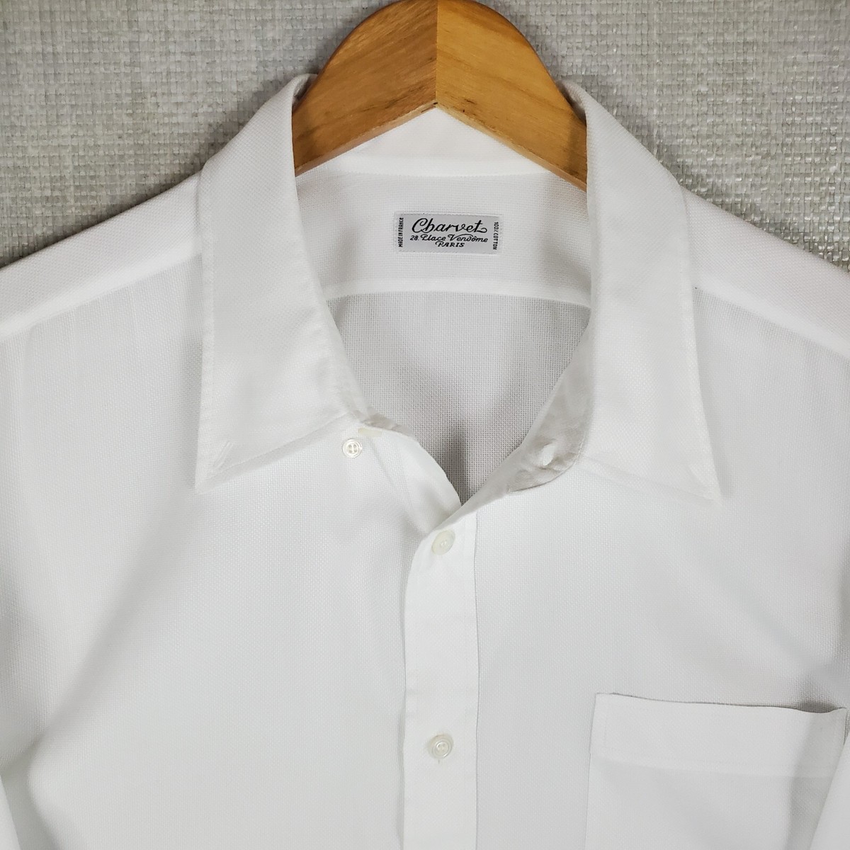 00s OLD Charvet フランス製 L/Sシャツ ホワイト XL 綿 CHARVET ドレスシャツ カッターシャツ ブルーツイル シングル