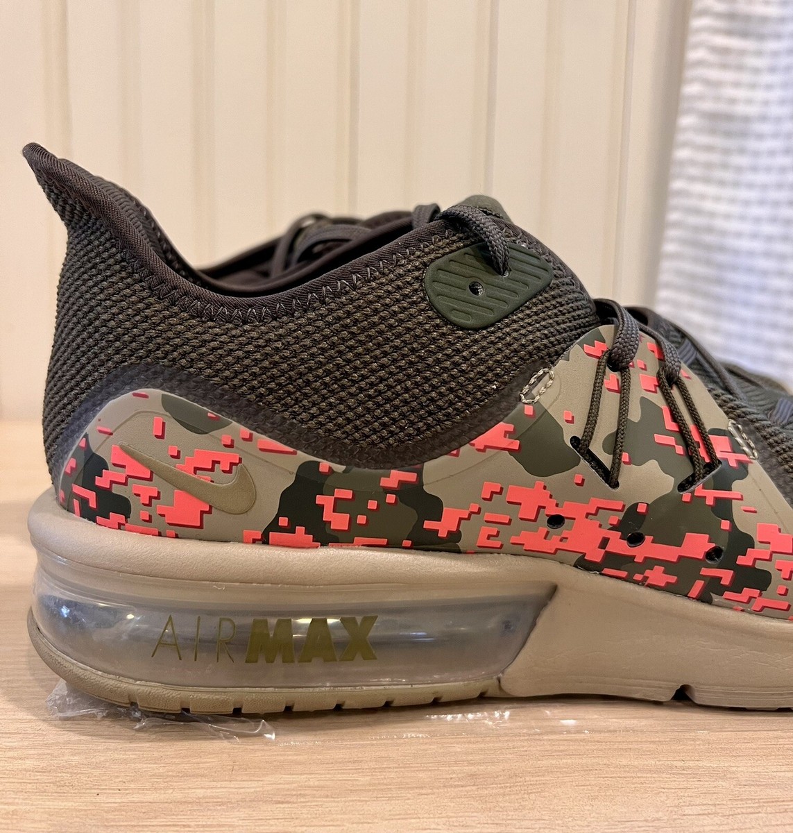 Nike Air Max Sequent 3C Olive Green Geometric Camo Athletic Performance Shoe Nike Mens Size 10.5 Air Max Sequent 3C Olive Camo Shoes  main image 4