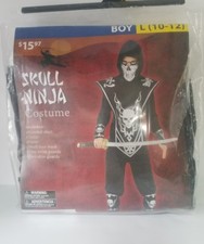 Halloween Costume Skull Ninja Boy L 10-12 Fantasy Outfit Play NEW GA6