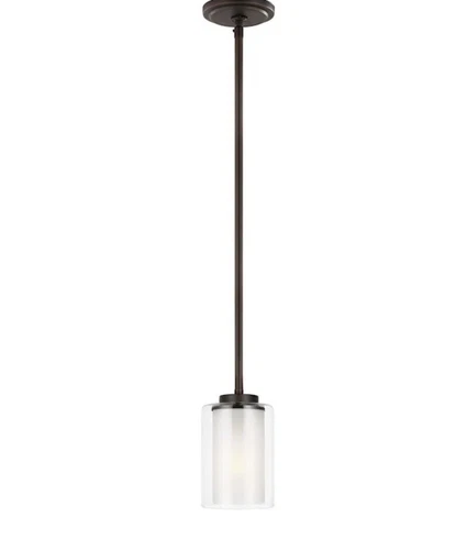 Generation Lighting Elmwood Park 1 Light Mini-Pendant, Bronze/Etch - 6137301-710 - Picture 1 of 5