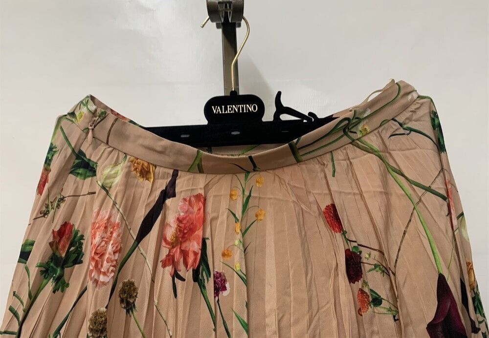 Valentino Women's Silk Pleated Floral Long Skirt Choose Size Valentino Women's Silk Pleated Floral Long Skirt Choose Size