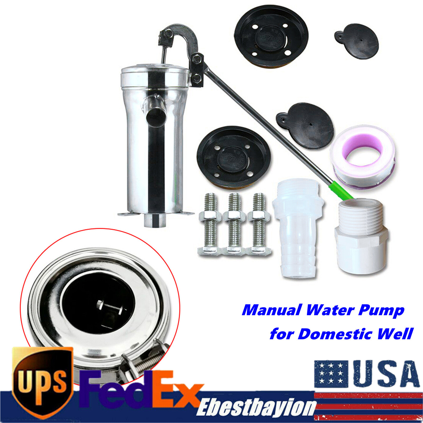 Hand Deep Well Pump Manual Water Pump for Industrial Work & Farm Stainless Steel