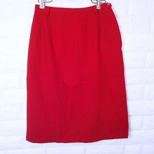 Vintage 70s Tailored Pencil Skirt Lady-S 4 USA Union-Made Wool Kick-Pleat Red
