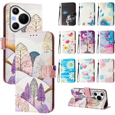Butterfly Flower Cat Wallet Phone Case for Huawei Nova 12i 11 12S 9 Y90 Nova 11