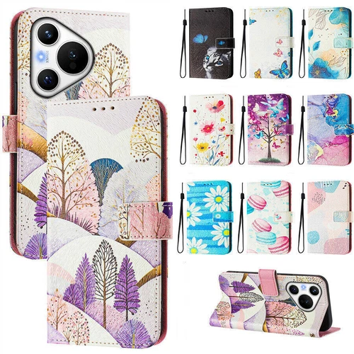 Flower Butterfly Cat Wallet Cover Case for Huawei Honor 400 300 Pro Nova 14 P80 - Picture 1 of 30