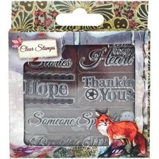 New clear Rubber Stamps Santoro WILLOW 6 SENTIMENTS HOPE THANKING free USA ship