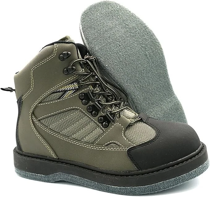Lurewilder Men's Wading Boots Felt Sole for Fly Fishing Felt Outsole Wading Shoe