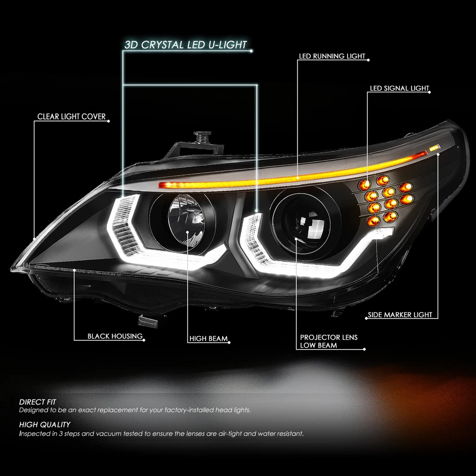 PARA BMW E60 525I 530I 2004-2007 SEÑAL LED 3D HALO DRL PROYECTOR FARO Foto 2 de 4