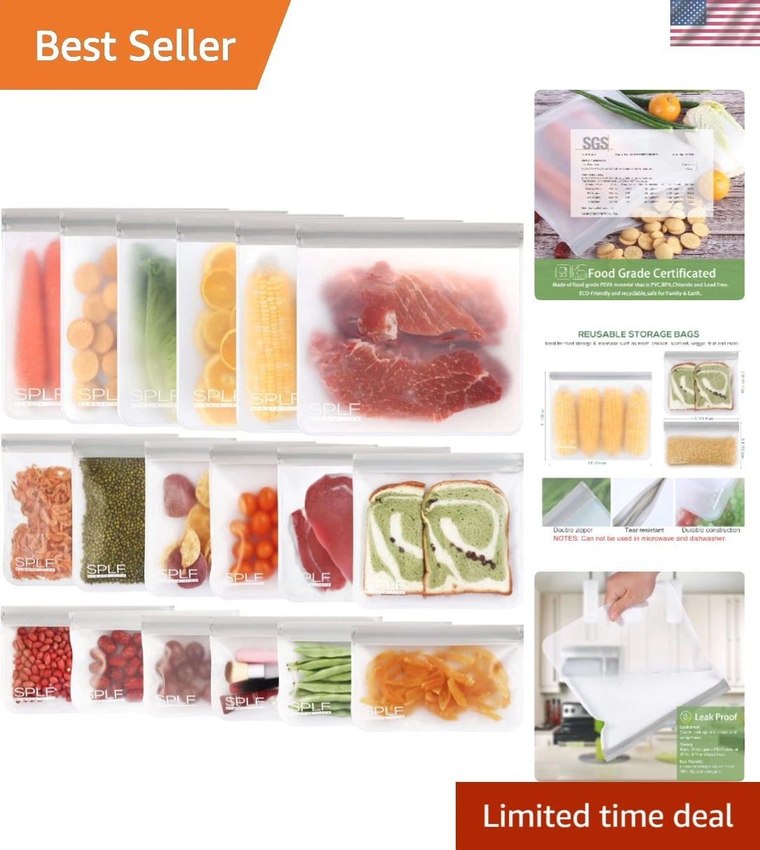 18 Pack BPA FREE Reusable Storage Bags 6 Reusable Gallon Freezer Bags, 6 Reus...
Opens in a new wind
