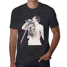 Freddie Mercury 'Glow' Black  Mineral Wash T shirt - NEW OFFICIAL queen