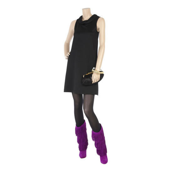 NEW Chirstian Louboutin Forever Tina Fringe Suede Magenta