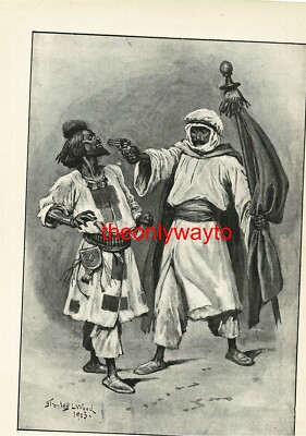 Scheich schaut auf die Mündung der Waffe, Buchillustration (Druck), 1903/4