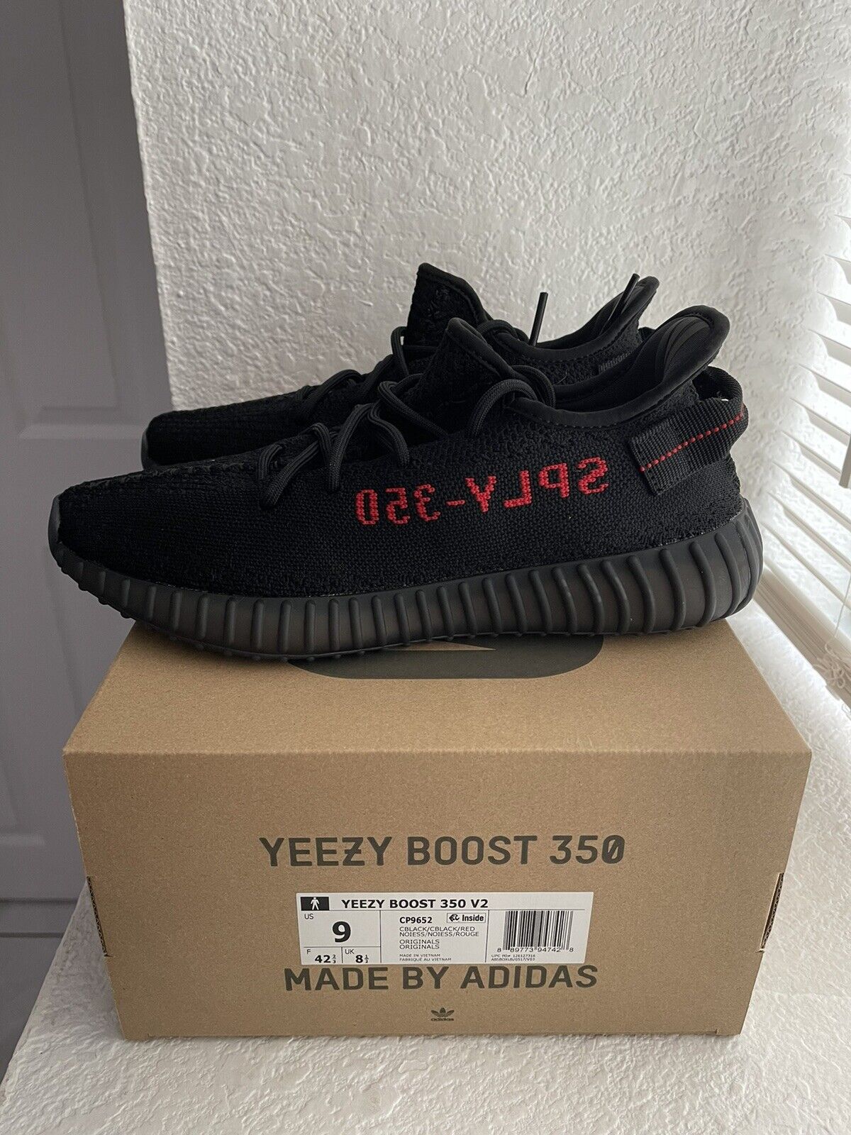 Adidas Yeezy Boost 350 V2 Bred Black Red Size 9 CP9652 NEW DS