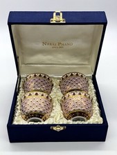 Narai Phand Hand Painted Teacups from Thailand Set Of 4 With Box  EUC