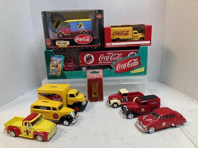 Coca-Cola O Scale lot of 10: 9 Coca-Cola Trucks w/ diet Coke Vending Machine (Ma