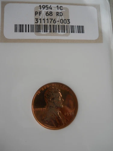 1954 Lincoln Cent NGC 2.0 PF68 RED BLUE TONING PR68 RARELY TONED
