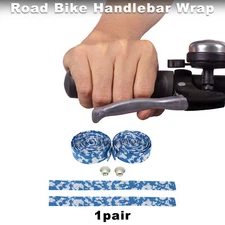 Bike Handlebar Tape Non-Slip Bicycle Handlebar Grip Tape Blue White 1 Pair