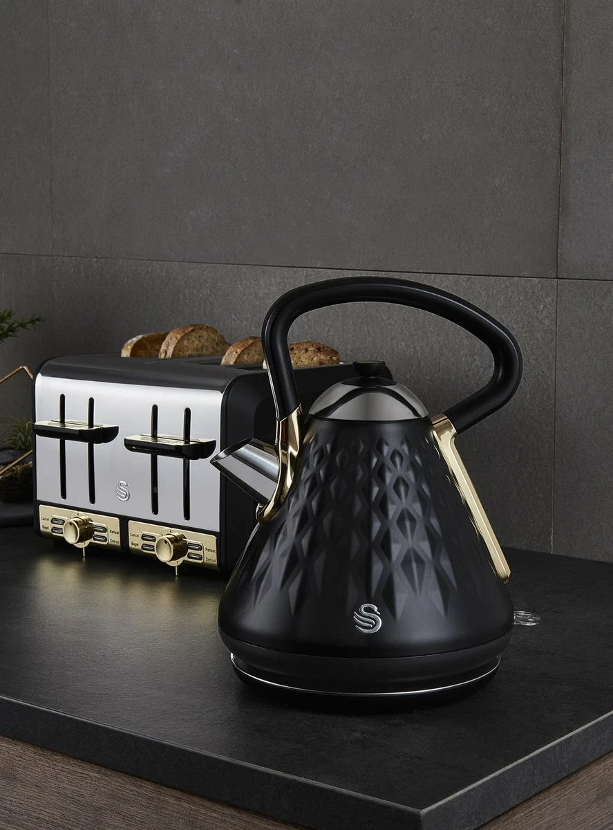 SWAN Gatsby Black Kettle 4 Slice Toaster 3 Kitchen Canisters