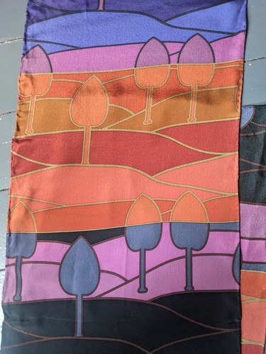 Fox & Chave Art Long Scarf Silk Tulip Deco Nouveau 58" - Picture 5 of 7