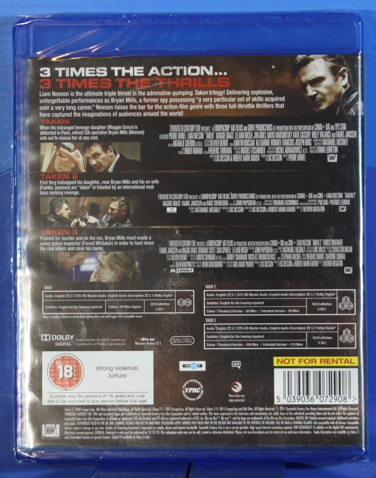1283/ Taken Trilogy (Taken 1-2-3) Blu-Ray Nuevo precintado _ Reino Unido - Imagen 3 de 3