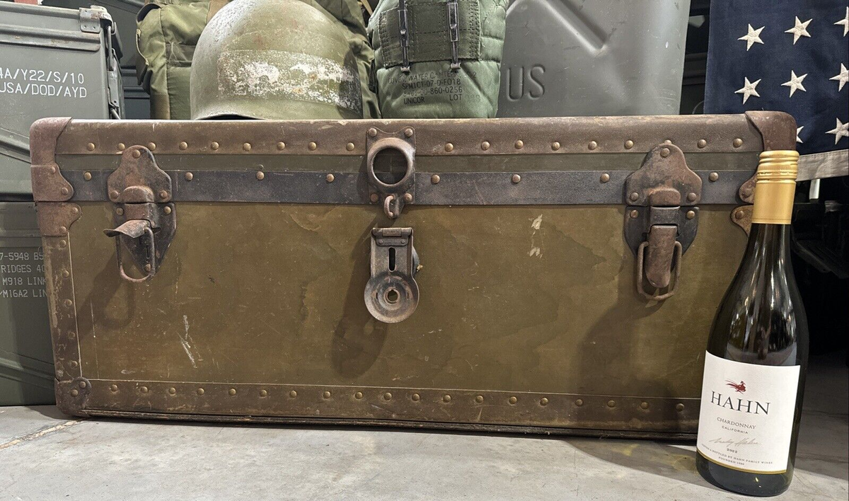 Vintage WW2 Era Military Footlocker Trunk | eBay