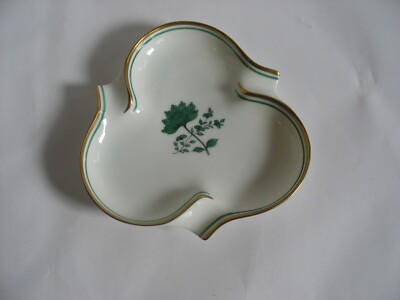 Augarten Wien Vienna porcelain ashtray trinket dish Green floral Gold Vintage