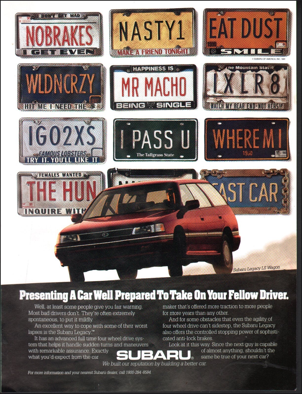 1991 Vintage ad Subaru Legacy LS Wagon retro car Auto Vehicle Red Tags  12/10/24