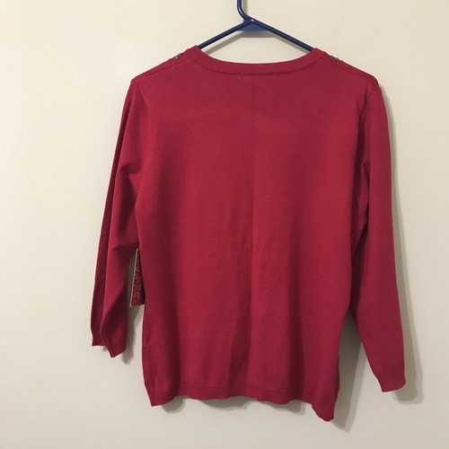 Debbie Morgan Women Red ray Embellished Long Sleeved Cardigan Sweater Size L NWT - Picture 6 of 9