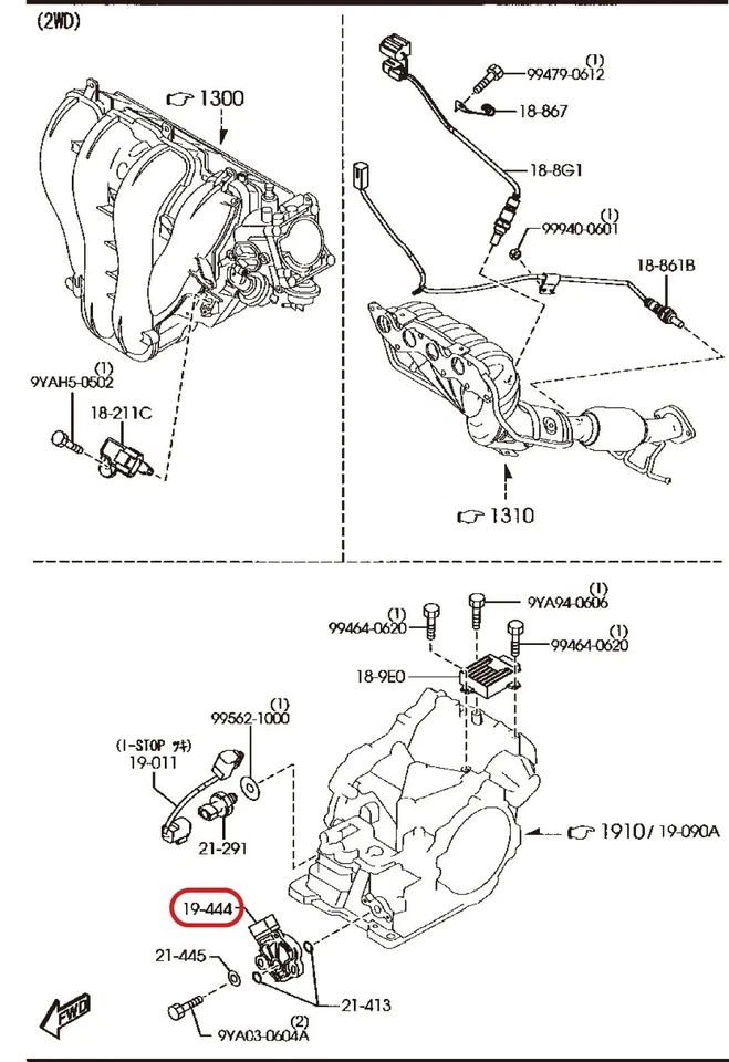 Mazda GENUINE MPV 2000~2001 Inhibitor Neutral Safety Switch OEM FB02-21-444B - Image 2 of 4