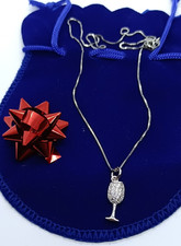 Ciondolo argento calice zirconi bianchi champagne collana argento porta fortuna