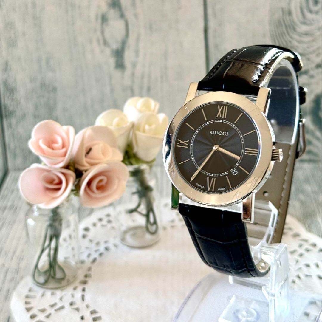 GUCCI Watch 5200M Black Men's Rare Used From Japan Check