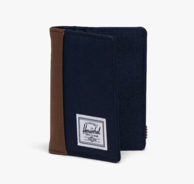 NWT Herschel Supply Company Gordon Wallet Navy/Tan | eBay