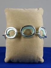 Dillards Private Label Silvertone Aqua Shell Link Fashion Toggle Bracelet $24