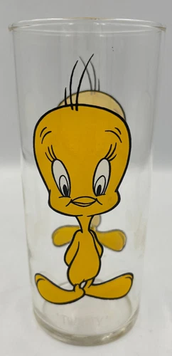 Vintage 1973 Pepsi Tweety Looney Tunes FEDERAL Thin Glass – White Letters