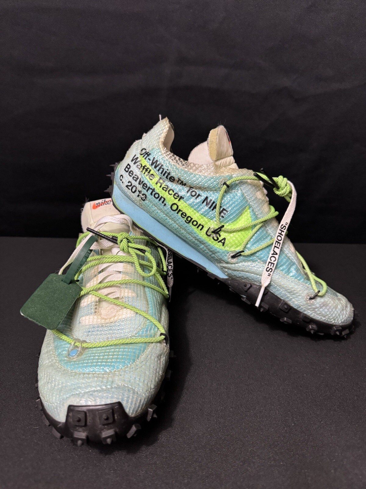 OFF WHITE X NIKE Taglia 12 5 Nike Off White x Waffle Racer Vivid Sky CD8180 400 2019 Donna