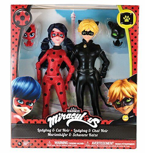 Supresión Monetario Cambiable Bandai Miraculous LADYBUG &amp; CAT NOIR 2 Pack Exclusive Collector Set  DAMAGED BOX | eBay