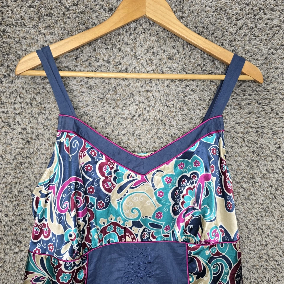 Blusa Lane Bryant Top Mujer Plus 18 Azul Satinado Sin Mangas Cremallera Informal Damas Foto 4 de 4