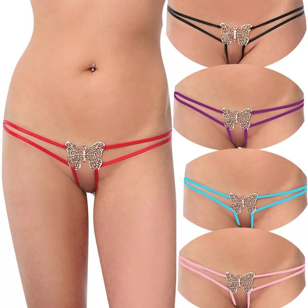 Sexy-Lingerie-Women-Crotchless-Panties-Metal-G-String-Open-Crotch-Thong-US-FAST