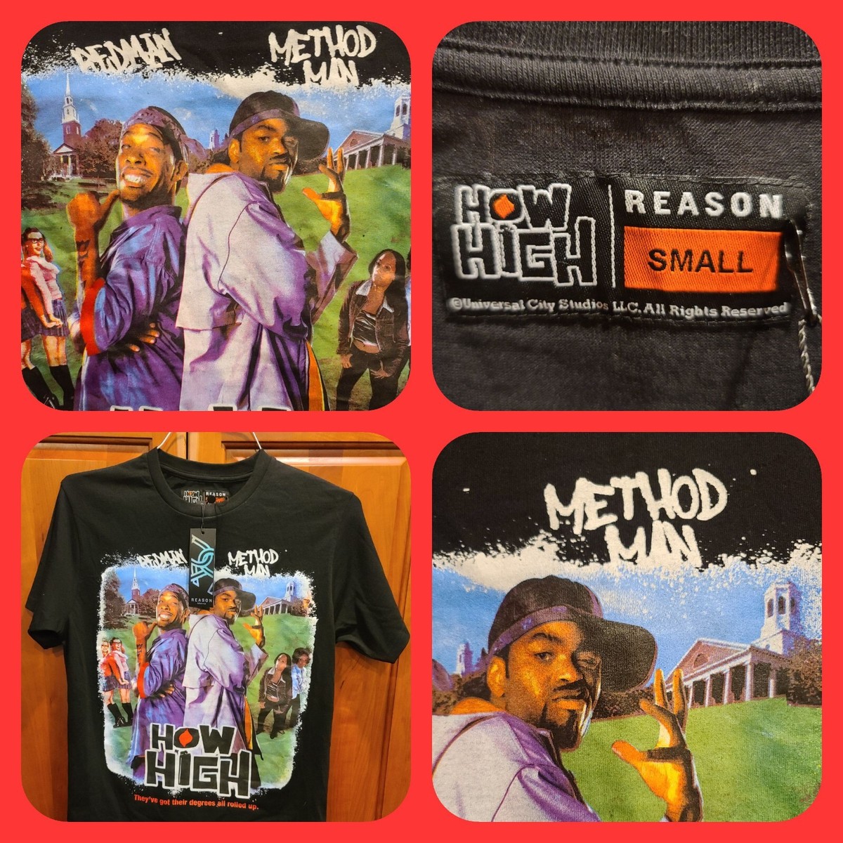 レッドマン　メソッドマンHOW HIGH Tシャツ ビーバッドボーイズ　ウータン NWT How High Cult Movie Rap Tee Method Man Redman Wu-Tang Stoner