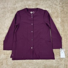 Adar Addition Warm Up Scrub Jacket XS Pockets A5202 Merlot Wine snap NEW