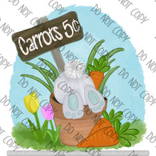 Easter Bunny Carrots Tulips Spring Sublimation Transfer Ready to Press