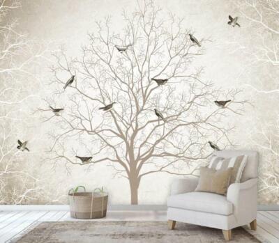 3D Tree Branch Texture Bird 3687NA Wallpaper Wall Murals Removable Wallpaper Fay