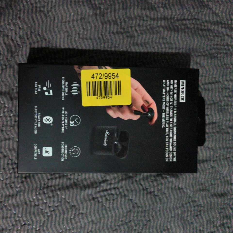 Marshall Minor IV Bluetooth Wireless Earphones Ear buds Black eBay