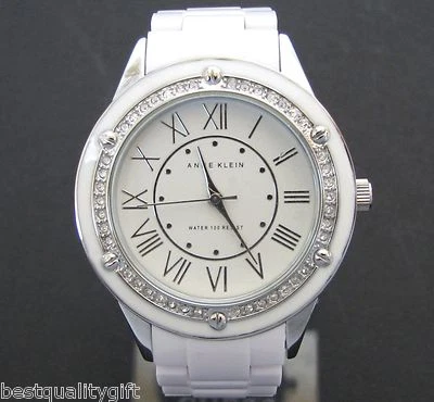 Nuevo Anne Klein Blanco Acrílico,Resina + Color Plata,Cristal Romano Número Ver - Imagen 1 de 3