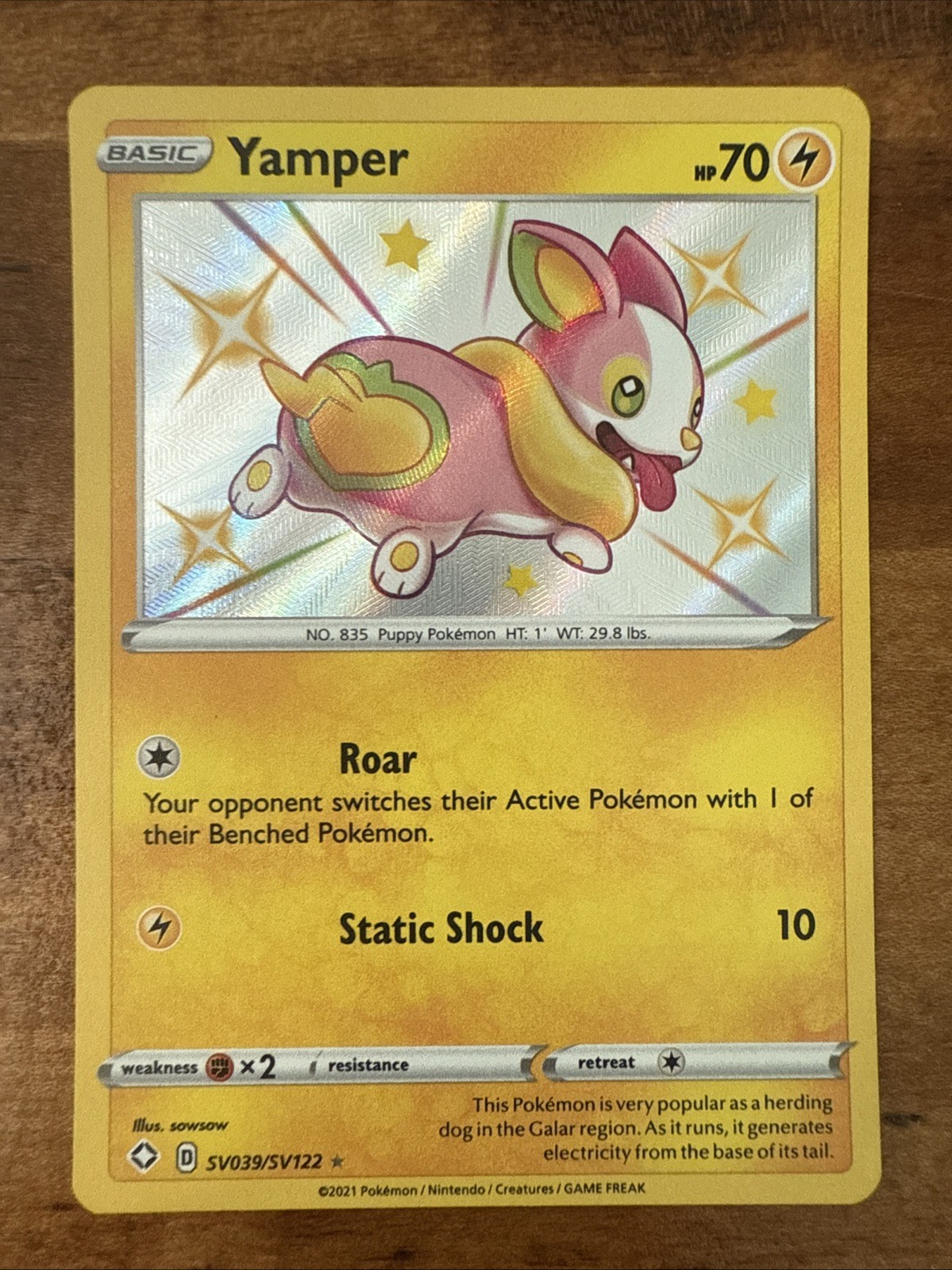 Pokémon TCG Shining Fates Yamper #SV039/SV122 Shiny Holo Rare Card NM Condition